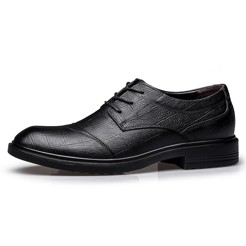 Dress Oxford for Men Lace Up Round Burnished Toe Leather Cap Toe Derby Shoes Non Slip Rubber Sole Low Top Anti-Slip Party2