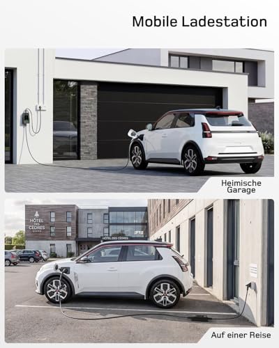 dé Typ 2 Ladekabel Schuko mit APP 3,7kW [7m, 6-16A, 1-phasig] Ladekabel Typ 2 Schuko mit Digitalem LCD - EV Charger 3,7kW für e Auto ID.3/4/5/7, Model Y/3, ENYAQ und Anderen PHEV/EV