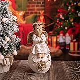 Floryden Christmas Praying Angel Figurine Sitting on The Ball, Light Up Cherub Angels Figurines with 6/8h Timer for Holiday Christmas Decor