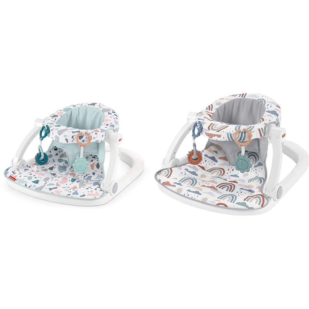 Fisher-Price Portable Baby Chair Sit-Me-Up Floor Seat with Developmental Toys & Machine Washable Seat Pad, Pacific Pebble