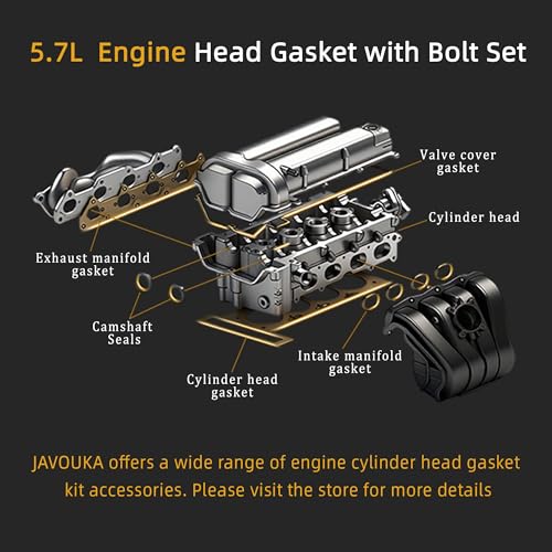 Image of Head Gasket Set with Bolts,5.7L HS26284PT-1 ES72200,for Dodge Charger Durango Magnum Ram 1500 /2500 /3500,for Jeep Commander Grand Cherokee,for Chrysler 300,03-08,5.7L V8 OHV Vin Code:D 2(87pcs)