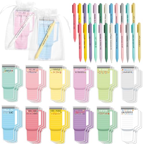 従業員への感謝の気持ちを伝えるギフトタンブラーカップメモ帳 ボールペン付きバルクインスピレーションメモ帳 オーガンジー巾着袋 看護師 看護助手 同僚 スタッフチームへの感謝ギフト 36セット
