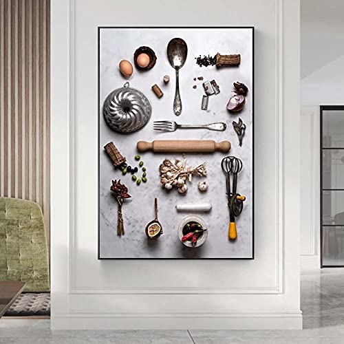 Cuadro de arte de pared para cocina con pinturas de cuencos y diseño moderno sobre lienzo