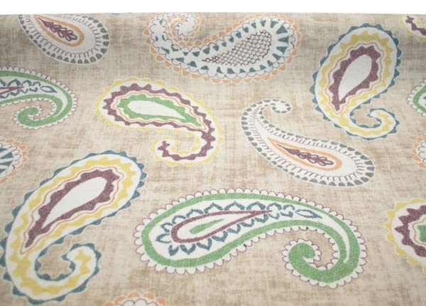 Mantel Tela Resinada Rossetti,con Estampado de Cachemir, Impermeable. Mantelería Anti-Manchas y Resistente