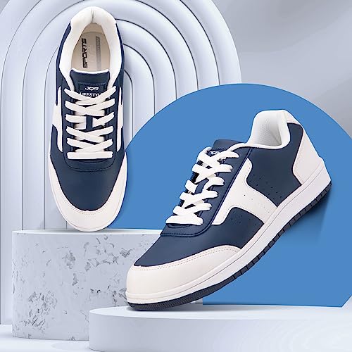 Image of JQR Men's Style-002 Sneaker,Trendy,Casual,Stylish Shoes, 8 UK, White