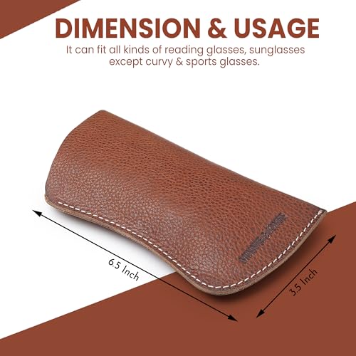Image of MINNIE & JONES Handmade Full Grain Leather Sunglass Case | Soft Leather Glasses Cover & Spectacle Case for Men & Women | Premium Leather Eyeglass Pouch | Specs Cover for Travel