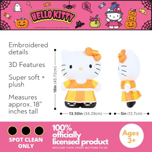 Image of Hello Kitty Halloween Candy Corn Bedding Super Soft Cozy Decorative Cuddle Pillow, (Officially Licensed Product) By Franco Collectibles