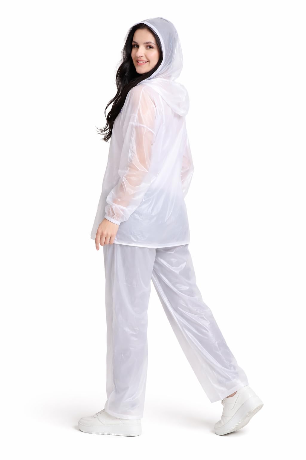LINEOVAL XXL White Rain Suit | Full Body PVC Waterproof Rainwear Set | Travel Use 1