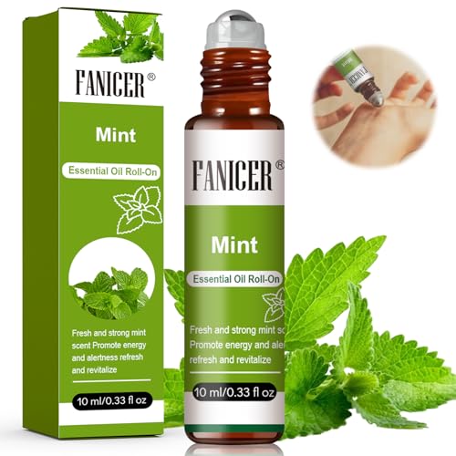 10ML Roll-On Aceite Esencial de Menta, Rodillos de Aceite Esencial de Aromaterapia, Aromático para Difusor, Relájate, Mejorar el Sueño,Masaje,Regalos Relajantes para Hombres y Mujeres