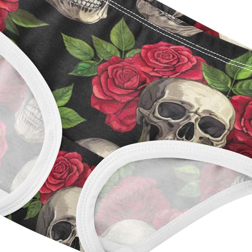 Joisal Skulls Red Vintage Roses Black Toddlers Underwear Floral 2t Cotton Little Girl Panties Stylish Kids Undies Briefs4