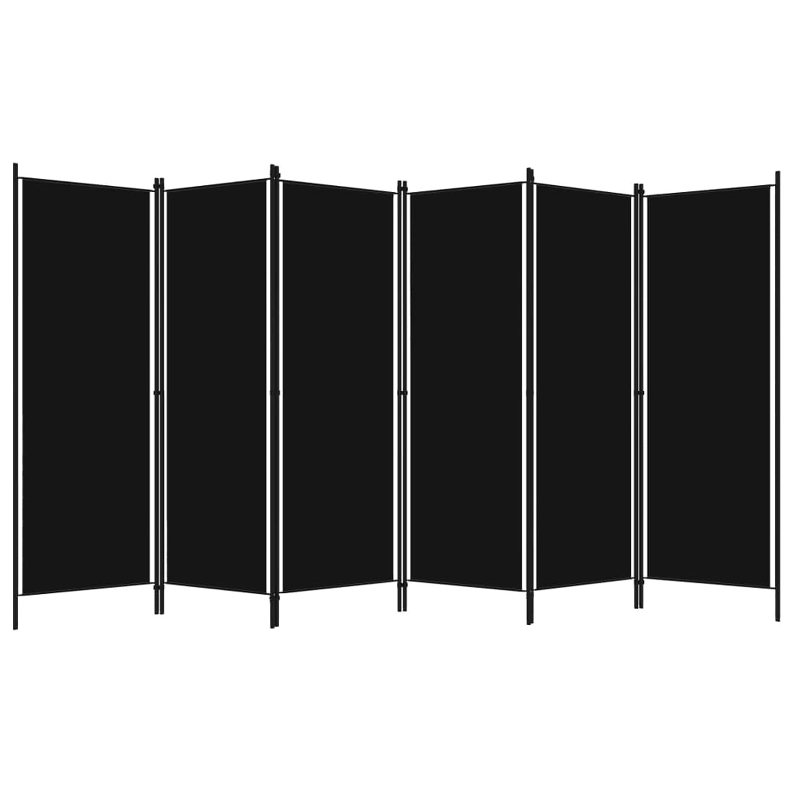 Homgoday Parawan 6-panelowa przegroda czarna 300x180 cm składany parawan, przegroda pokojowa, ekran prywatności do salonu, biura, ogrodu