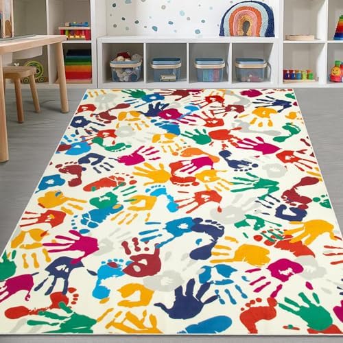 LTKOUGFAM Colorful Kids Rug, Washable Rug for Kids