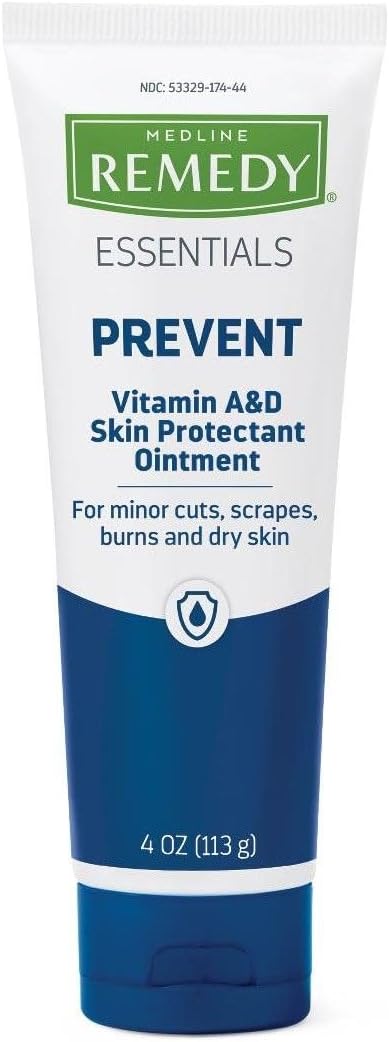 Medline Soothe & Cool Vitamin A and D Skin Protectant Ointment, Unscented, 4-Ounce Tube, 1 Count