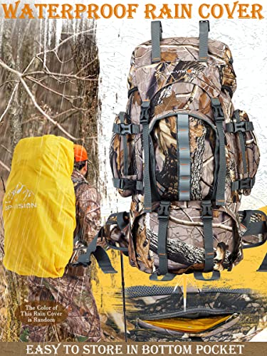 New View Hunting Backpack With Waterproof Rain Cover, 60/80L Camo Backpack For Men, 600D Hunting Bag For Hunters #TOP5