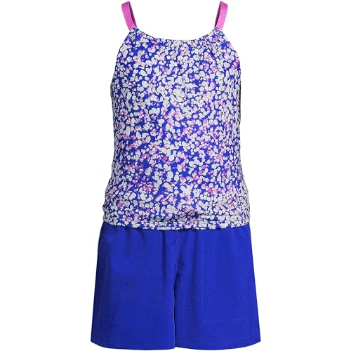 Lands' End Girls Chlorine Resistant Tankini Top Woven Short Set