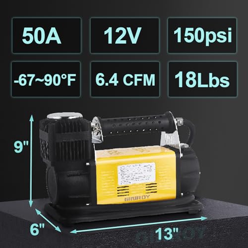 Image of Heavy Duty Air Compressor Kit,Offroad Air Compressor for Truck, Air Pump Max 150PSI for Heavy Duty Car, SUV 4x4 Vehicle RV SUV Tire