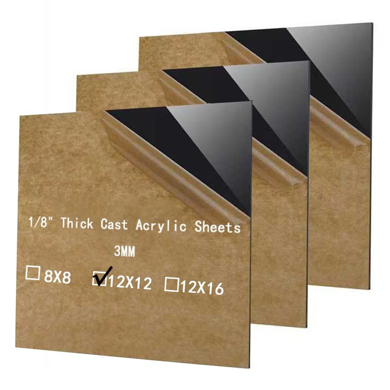 Plexiglass Sheets 1/8 in Black Cast Acrylic Sheet Polycarbonate 12X12
