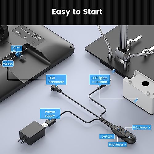 Image of Andonstar AD210 10.1 Inch LCD Digital Microscope for Adults, Soldering Microscope for Electronics Repair, Coin Microscope Camera Full View for Error Coins with Light, Biological Slides Kit, 32G Card