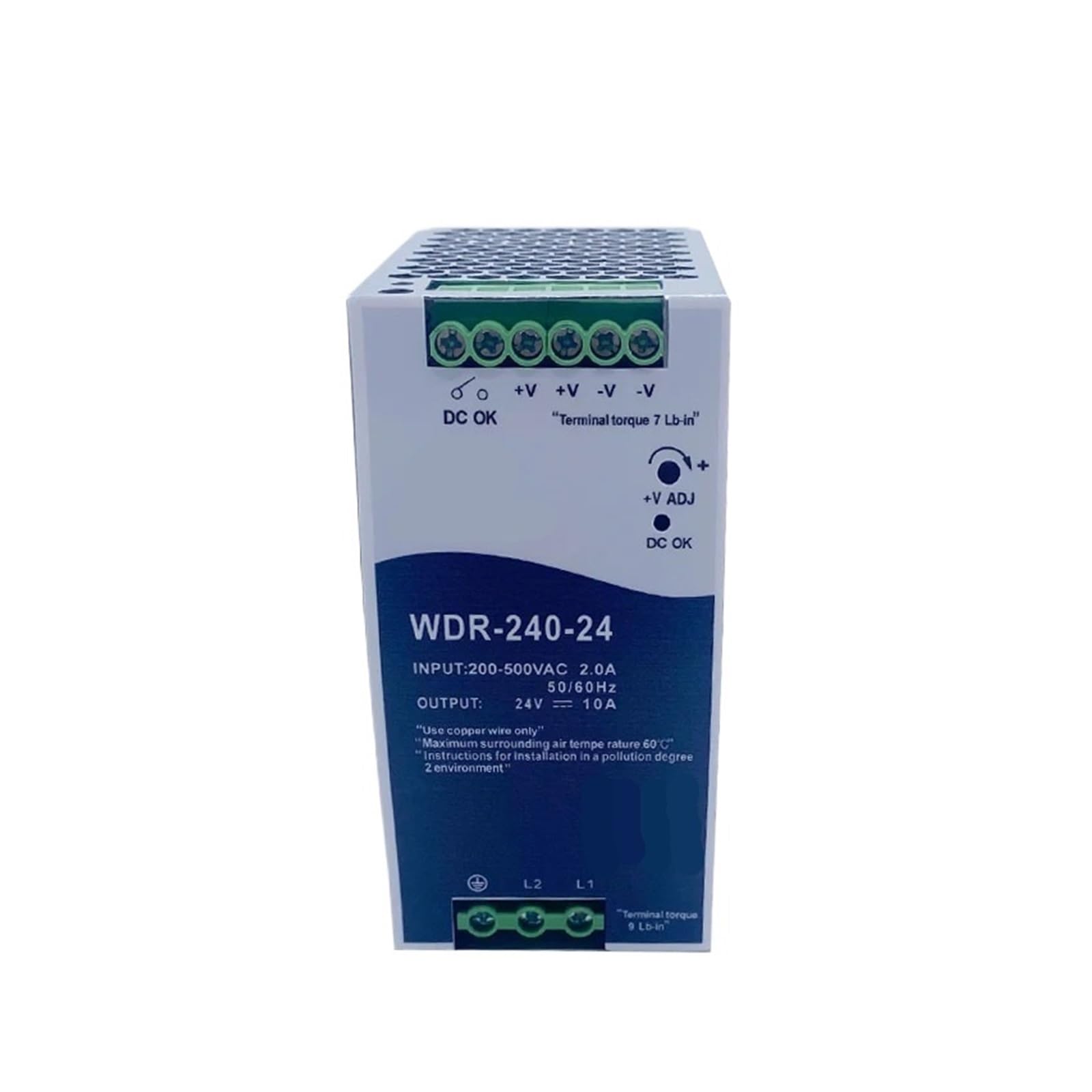 Alimentation électrique ferroviaire, Alimentation à découpage sur rail DIN WDR-240-24 240 W, sortie simple, 24 V, 10 A, lot de 2
