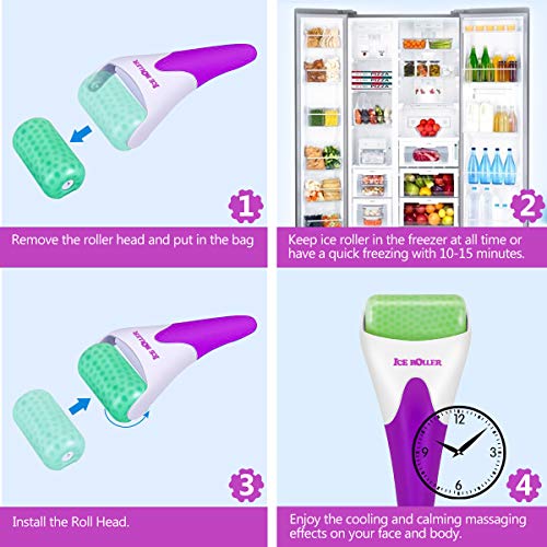 Ice Roller for Face & Eye,Puffiness,Migraine,Pain Relief and Minor Injury,Skin Care Products (Purple) - Thumbnail 2