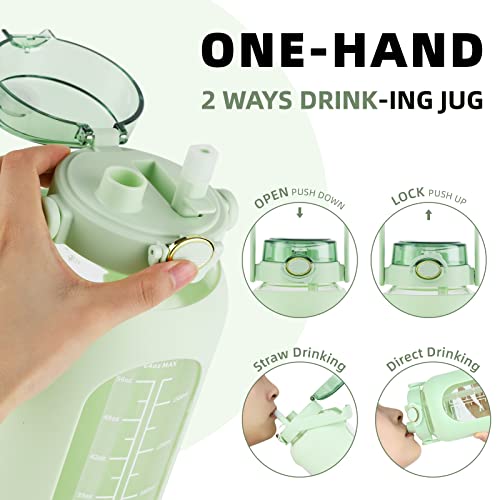 Sierozur 74Oz Glass Water Bottle With Straw And Handle Lid 2.2L Large Half Gallon Motivational Bottle With Silicone Sleeve And Time Marker Large Reusable Sports Water Jug For Gym Home Workout #TOP1