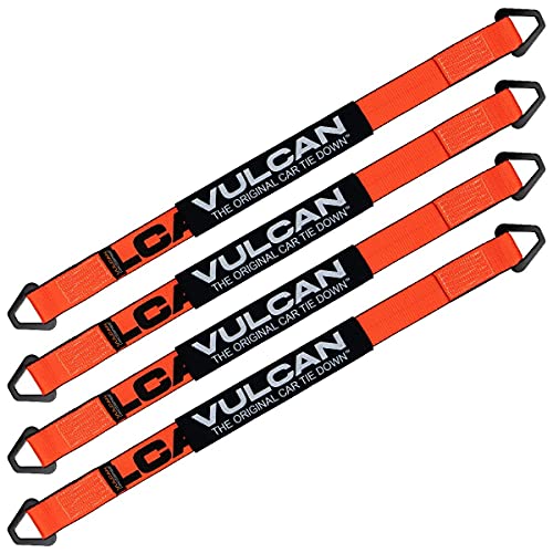 VULCAN Car Tie Down Axle Strap with Wear Pad - 2 Inch x 36 Inch - 4 Pack - PROSeries - 3,300 Pound Safe Working Load