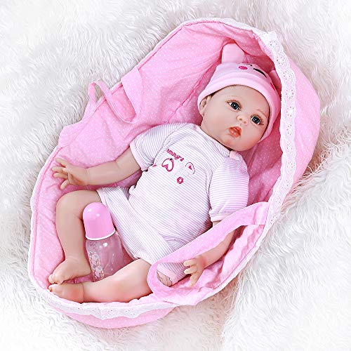 Pinky Reborn 22 Pulgadas 55cm Realista Renacer Bebé Muñecos bebé Hermosa Muñeca Silicona Bebe Reborn Toddler Niña Recien Nacido Cover