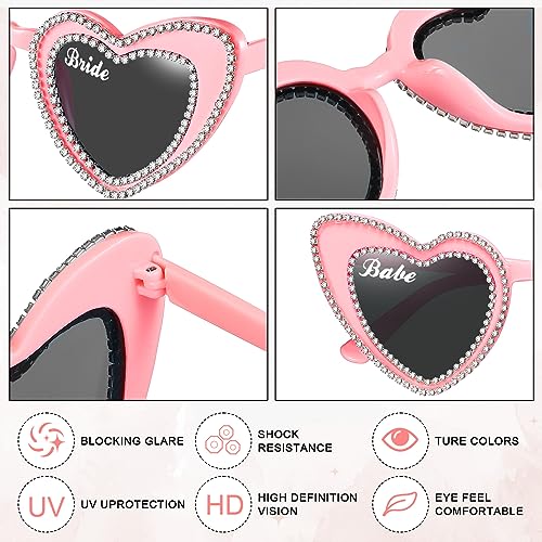 Xuhal 6 Pair Heart Sunglasses for Bride Bridesmaid Vintage Bling Rhinestone Sunglasses for Wedding Bridal Bachelorette Party3