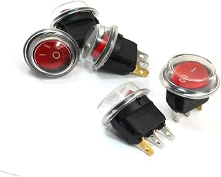 New Lon0167 5 Pcs Red Light SPST 3 Pin Panel Mount Snap in Boat Rocker Switches(5 StÃ¼ck Rotlicht SPST 3-Pin-Panel-Mount-Snap in Bootswippschalter