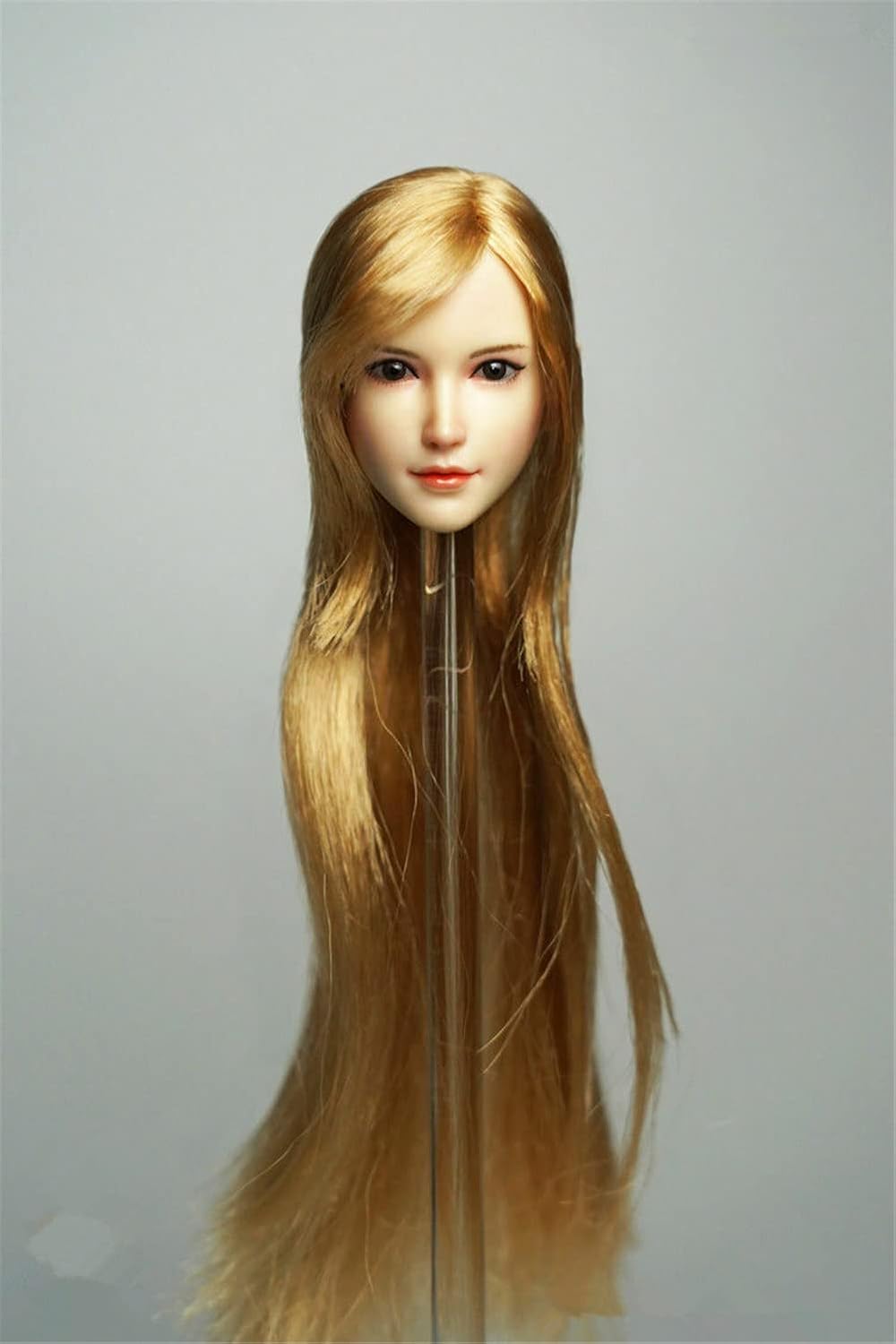 1/6 Scale Female Head Sculpt, Pale Skin Planted Hair Girl Head Carved for 12inch Action Figure Body Doll (Blonde Hair)