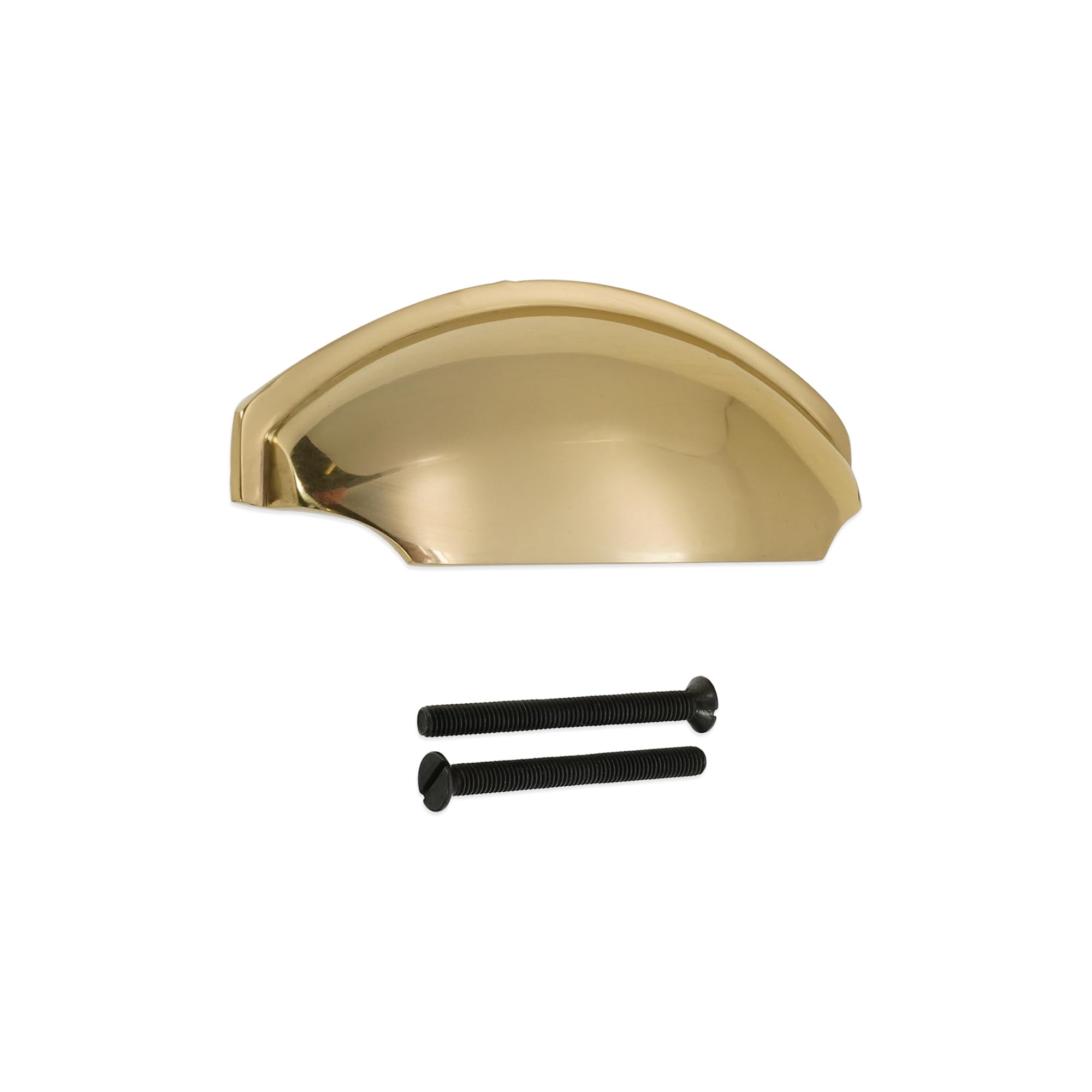 Infinity Decor Confezione da 4 pomelli in ottone lucido stile moderno mezza luna tulipano in ottone massiccio 150 mm – per armadio da cucina, credenza, cassetto maniglia porta