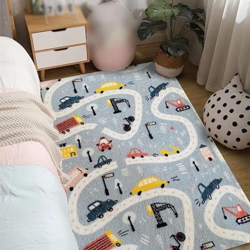 カーペット ラグ キッズ プレイマット 80*160CM ロードマップ キッズ ラグマット 赤ちゃん 洗える 絨毯 柔らかい 小学生 遊びマット 滑り止め 手触り良い 子供喜ぶ早期教育 ふわふわ 長持ち かわいい 保育園 大判 子供用 ベビー用 子供部屋