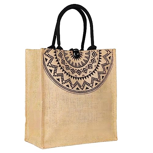 SJTJSPX Sac Cabas en Toile de Jute de Naturel Sac Fourre-Tout Vintage Sac à Provisions Portable Sac à Main Réutilisable Sac Courses Multi-Usages pour...