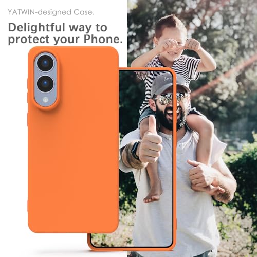 Image of YATWIN Silicone Case for Samsung Galaxy S25 FE 4G, Soft-Touch, Shockproof, DustProof, Antiskid Phone Cover for Samsung Galaxy S25 FE - Orange