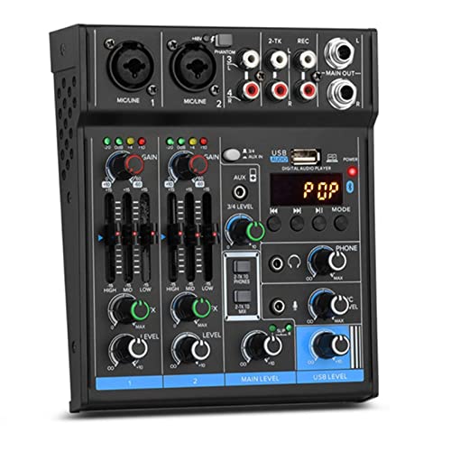Mezclador de DJ portátil Mezclador de audio profesional, consola de placa de sonido Controlador de...