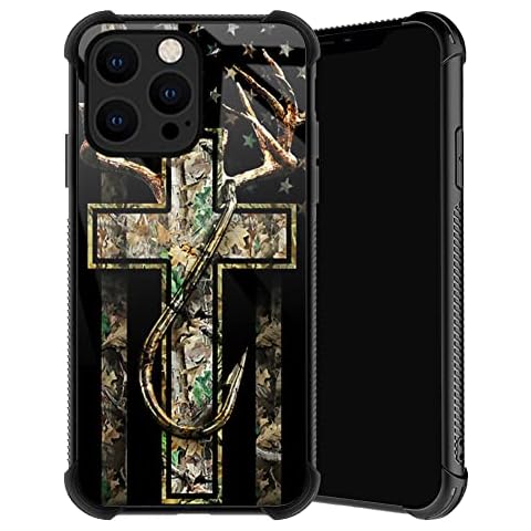 TnXee Case Compatible with iPhone 14 Pro,Forest Antler Flag 14 Pro Cases for Men,Soft TPU Anti-Skid Thread Frame and Four Corner Anti-Collision Protection Case Compatible with iPhone 14 Pro 6.1" Cover