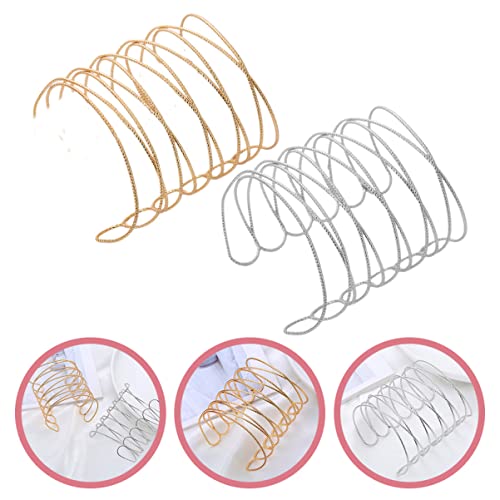 Lurrose 2 Pulso Feminino Camada Braçadeira Ajustável Manguito Braço Superior Aberto Pulseiras de Our