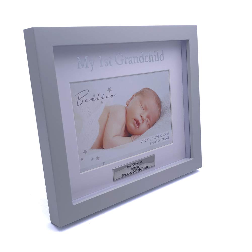ukgiftstoreonline Personalised My First Grandchild Photo Keepsake Frame Grey Colour for 1 x 6 by4 Photo Gift