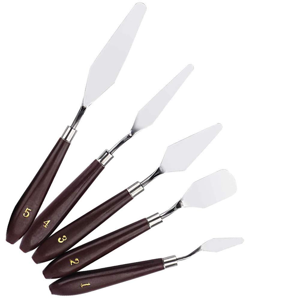 Painting Knife Set 5 Pcs Palette Knife Art Stainless Steel Artist Oil Painting Knives Spatula Painting Tools Oil Painting Supplies Color Mixing Set for Oil, Canvas, Acrylic Painting