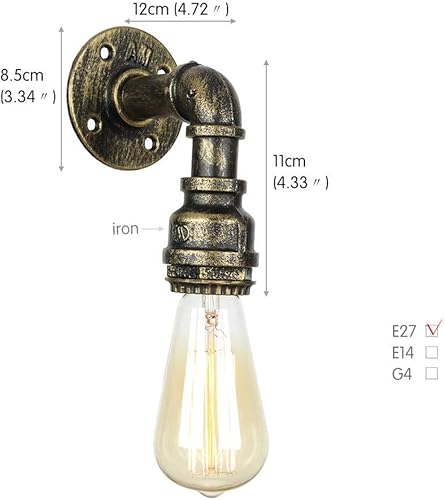 Miniatura 4 de Lámpara de pared de tubo de agua industrial loft vintage apliques de pared almacén granero bar restaurante luces de pared hierro industrial Lampara