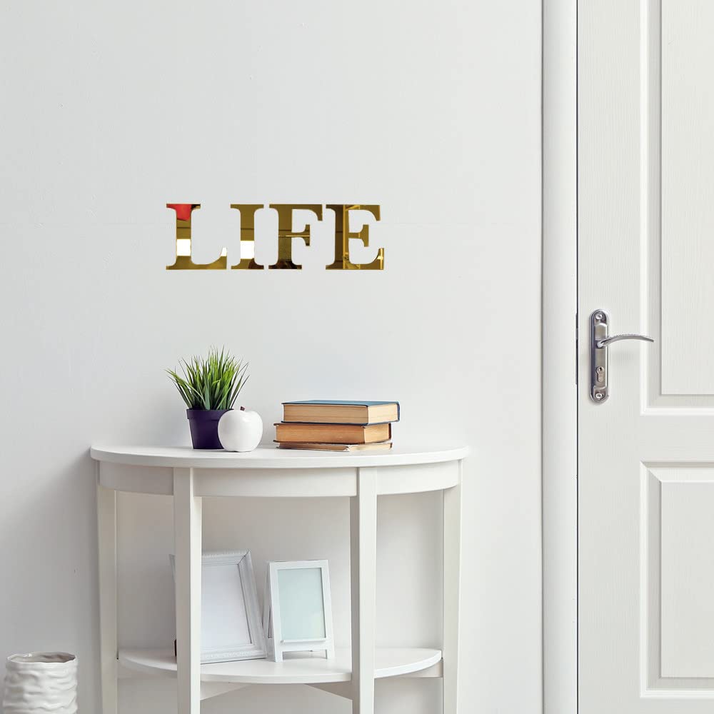 Adzif.biz Le sticker de decoration - Lettre Miroir Or Décorative Plexigglas. Lettrage Or Adhésif Plastique. Lettre Autocollante pour Prénom, Décoration Mariage, Enseigne