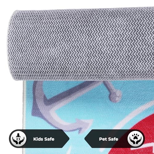 Image of Story@Home Kids Play Mat Carpet 3x5 ft | Anti-Skid Rug for Playroom | Sea Pirates Theme | Super Soft Polyester Floor Mat for Boys & Girls | Sky Blue Crawl & Play Carpet