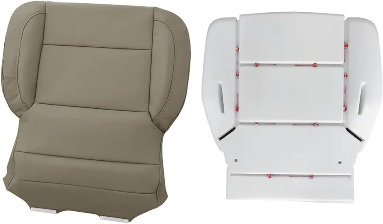 Driver Side Bottom Unperforated Seat Cover and Foam Cushion Pad Replacement Fits for Chevy Silverado GMC Sierra 1500 2500 3500 2015-2019 Tan (Also for Passenger Side)
