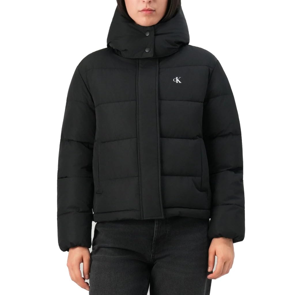 Calvin Klein Jeans Women's Essential Water Resistant Rds-Certified Down Short Puffer Jacket - Ck Black - 12 (M)