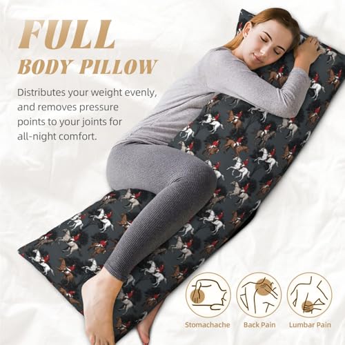 Housse de coussin de corps pour chambre et salon motif équestre