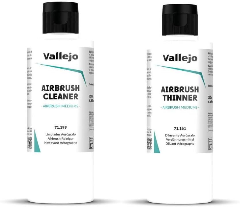 Vallejo - Bundle Airbrush Cleaner 200 ml. (6.76 fl.oz.) + Airbrush Thinner for Acrylic Paints 200 ml. (6.76 fl.oz.)