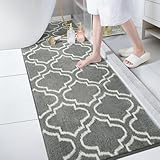 Long Bathroom Rugs 60x24, Extra Large Soft and Absorbent Microfiber Bathroom Runner, Non Slip Machine Bath Mat Washable Rug, Quick Dry Area Rug for Bathroom Floor, Tub, Shower, Entryway, Grey