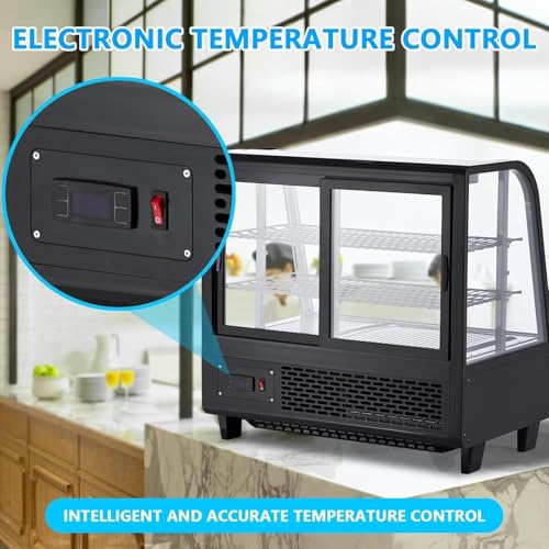 Image of 3.5 Cu.FtCommercial Display Refrigerator, Glass Door Merchandiser Cooler with Adjustable Shelves, LED Lighting, Sliding Rear Door, Temperature Control for Bakery, Cafe, Restaurant, Store