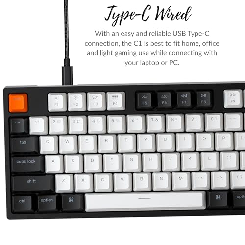 Image of Keychron C1 Mac Layout Wired Mechanical Keyboard, Gateron Red Switch, Tenkeyless 87 Keys ABS keycaps Computer Keyboard for Windows PC Laptop, White Backlight, USB-C Type-C Cable