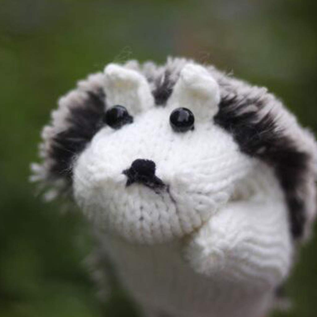 Doppelschichtige Winterhandschuhe Mit Igel-Motiv – Gestrickt, Warm, Einheitsgröße (schwarz/weiß)